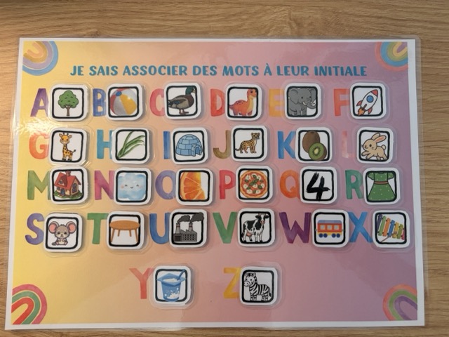Jeu éducatif - Associer les mots à leur initiale
